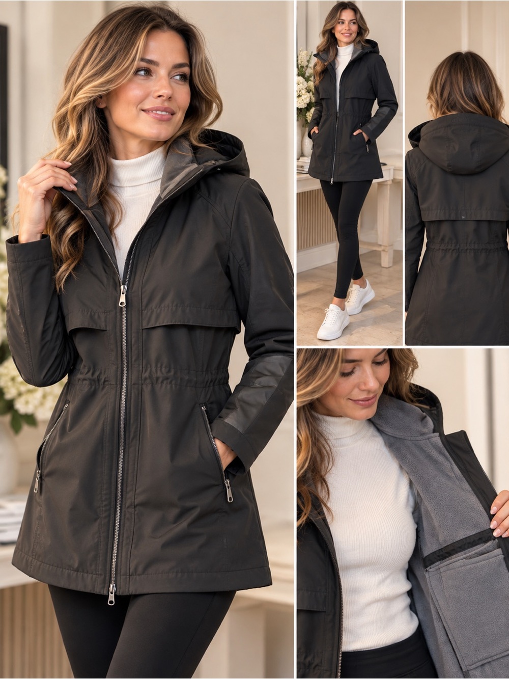 Lolë Women’s Hooded Jacket Size M Black/Charcoal
